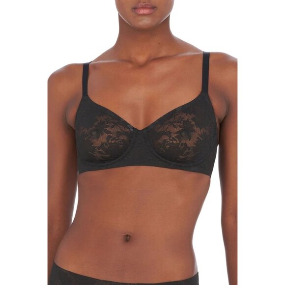 🆕NATORI Levitate Non-Padded Underwire Lace T-Shirt Bra 34DDD Black #724320 - Picture 4 of 10